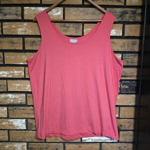 Chico's Sz 3 Pink Salmon Tank Top Nylon‎ Stretch Scoop Neck Shell XL 14/16